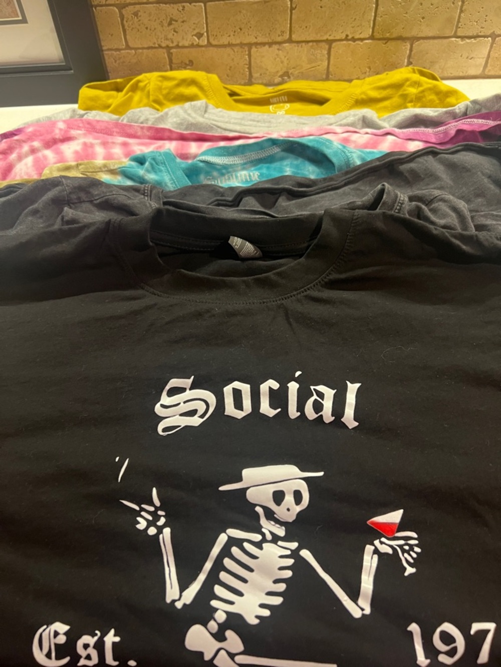 Black 'Social'  andSkeleton Graphic Tee  and 5 other band shirts -bundle